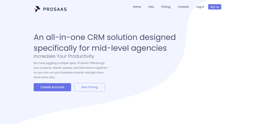 Prosaas CRM Homepage